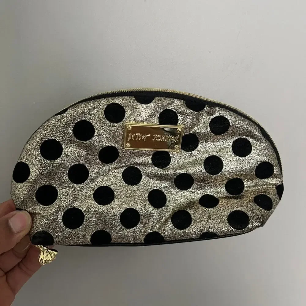 Betsey Johnson Gold Black Travel Makeup Bag